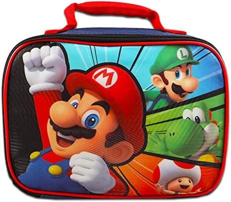 Super Mario Backpack Set for Kids - 4 Piece Bundle with School Bag, Lunch Box, Stickers & More (Mario, Yoshi, Luigi) | Official Nintendo Licensed Back to School Supplies | Perfect for School, Travel & Gaming Fans
