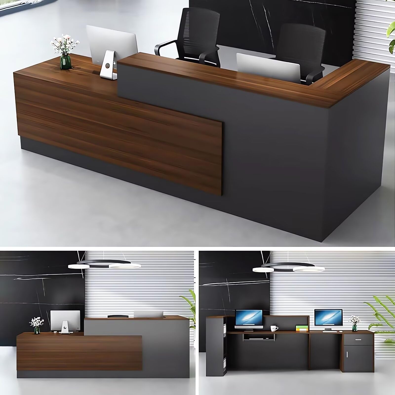 L-Shaped Reception Desk with Lockable Drawers & Keyboard Tray - 63