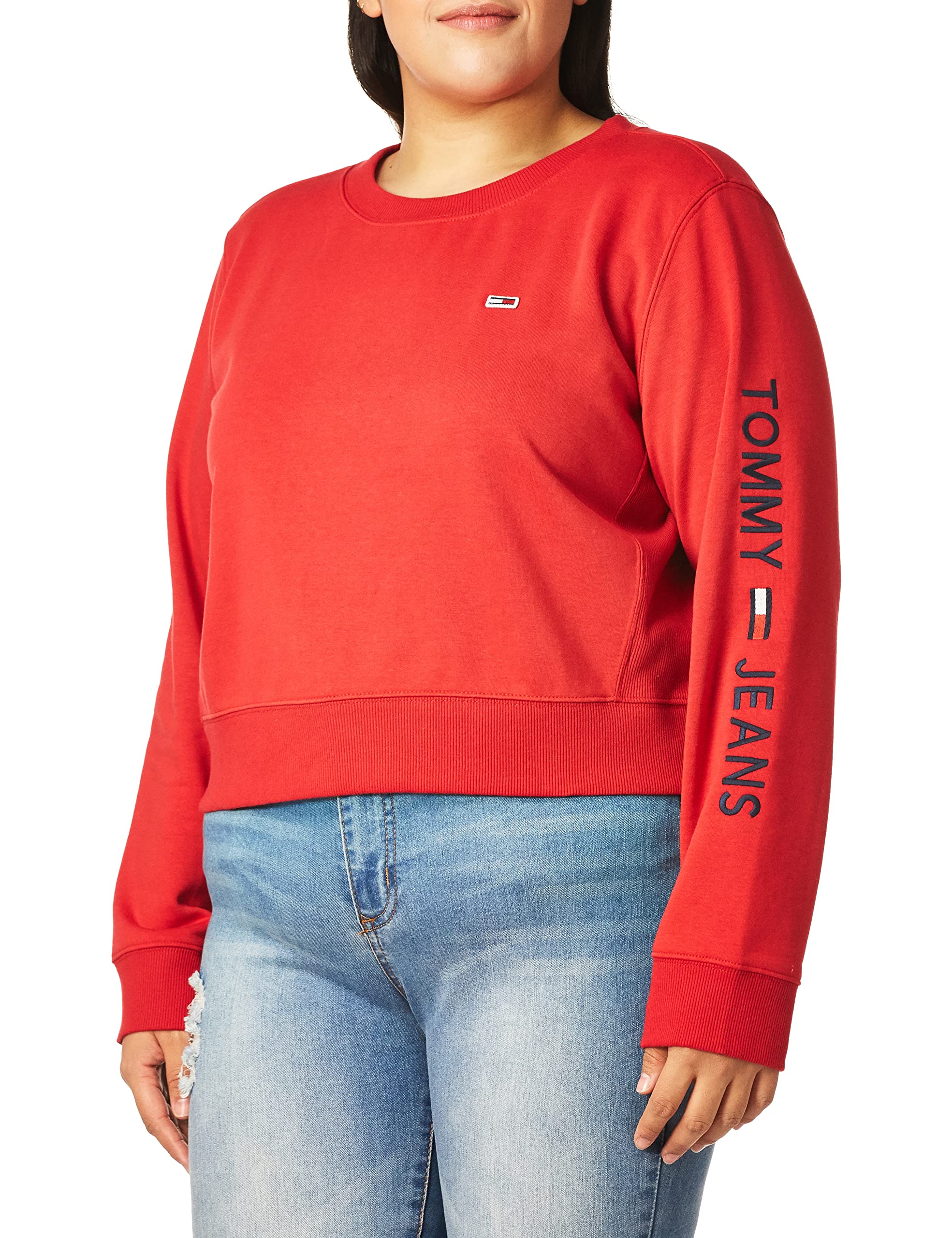 Tommy Hilfiger Women's Classic Crewneck Sweatshirt | Soft Cotton Pullover | Casual Comfort Wear for Everyday & Lounge | Perfect for Outfits, Errands & Relaxing at Home
