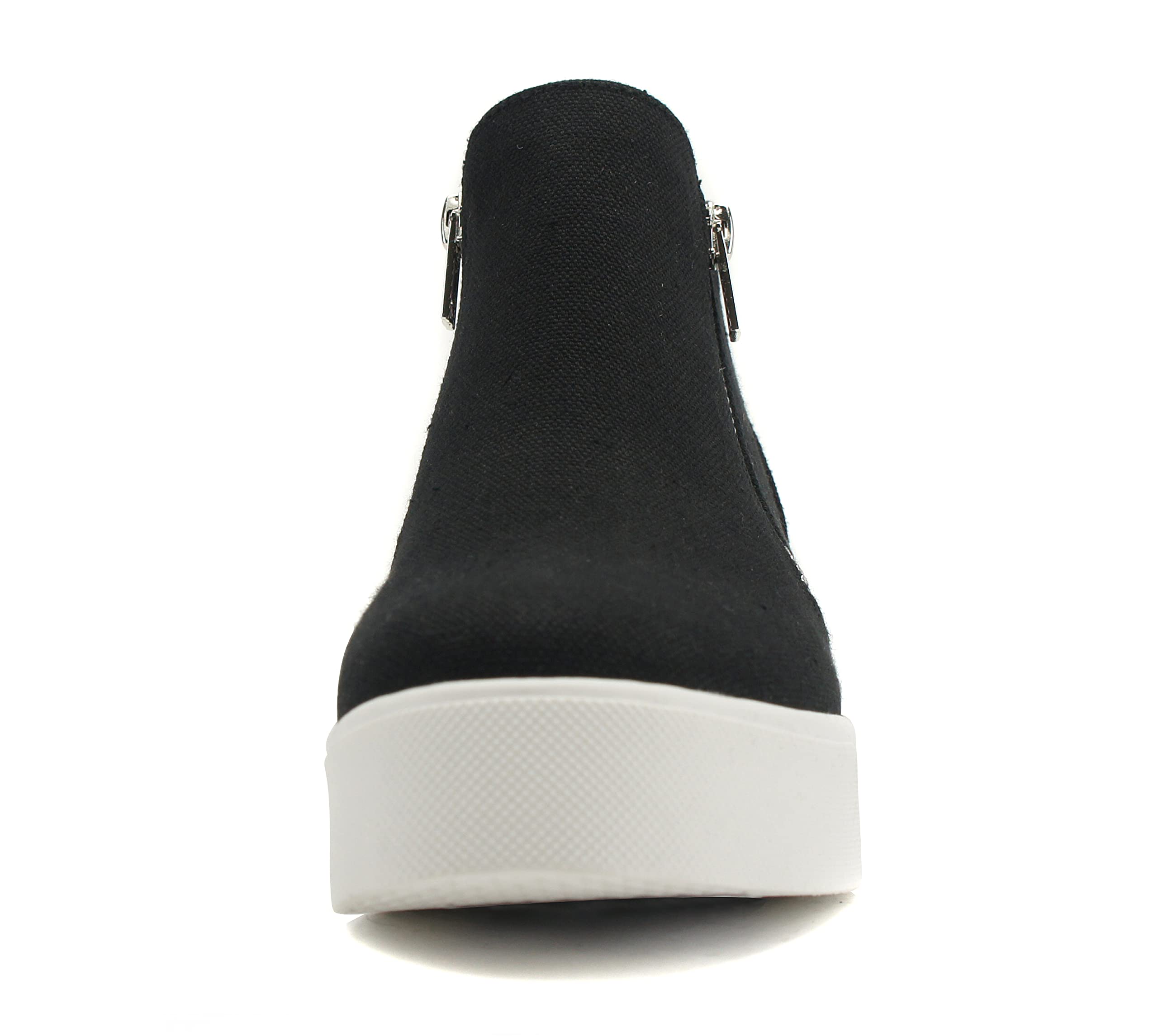 Taylor Black Hidden Wedge Sneakers with Side Zipper - Fashionable Comfort Shoes for Women | Perfect for Work, Travel & Casual Outfits