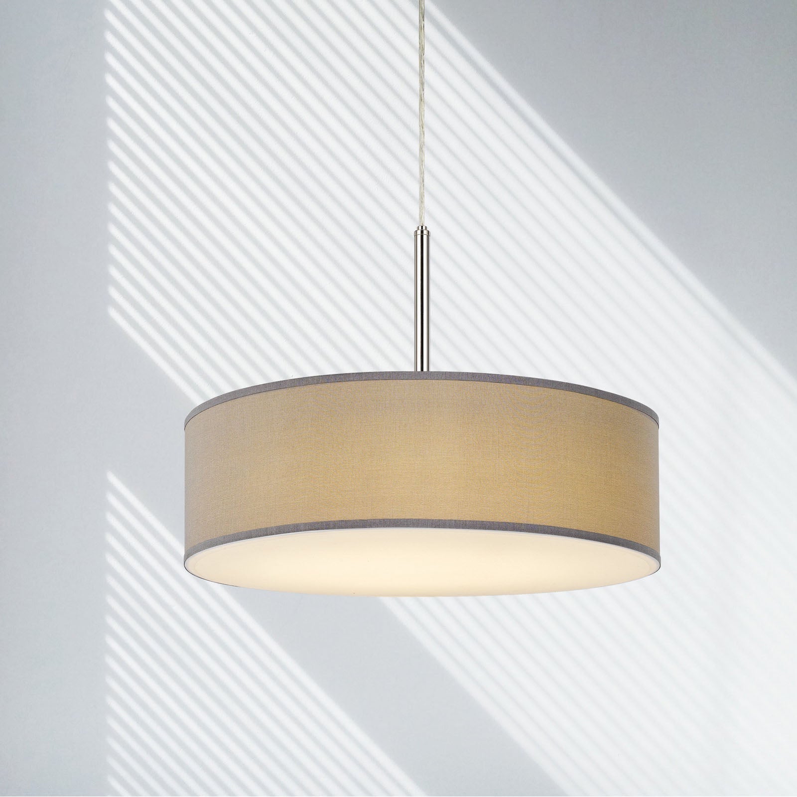 18W Dimmable LED Pendant Light with Diffuser & Hardback Fabric Shade - Modern Hanging Fixture for Kitchen Island, Dining Room, or Bedroom Lighting