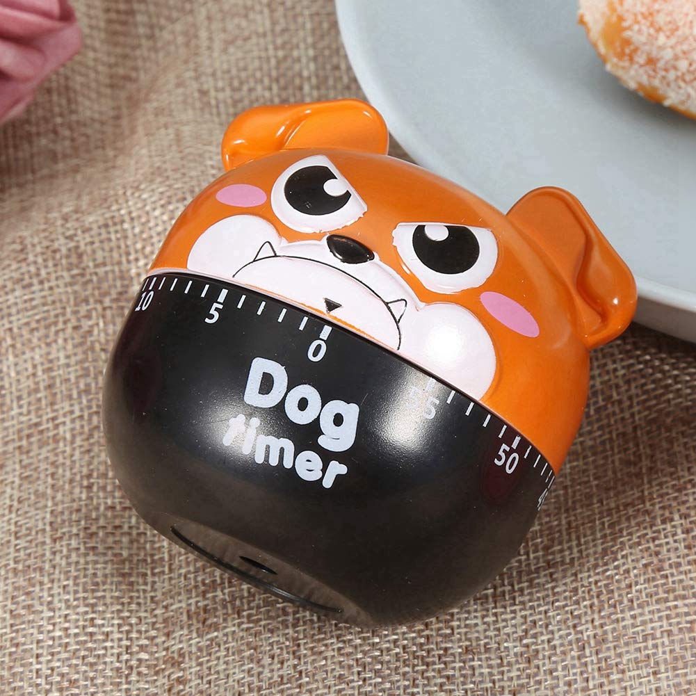 Cute Dog-Shaped Mechanical Kitchen Timer - 55-Minute Countdown Clock for Cooking, Baking & Egg Timing - No Battery Required (Brown) | Perfect for Home Chefs, Bakers & Classroom Activities