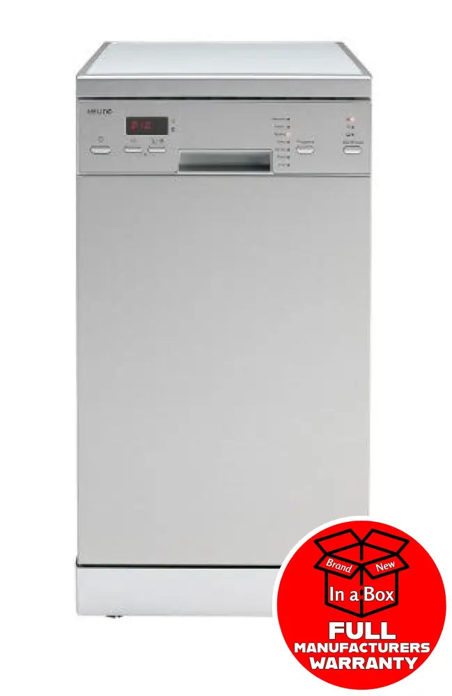 Euro EDS45XS 45cm Freestanding Dishwasher in Silver - Compact Space-Saving Design for Apartments, Small Kitchens & RVs | Energy Efficient & Quiet Operation