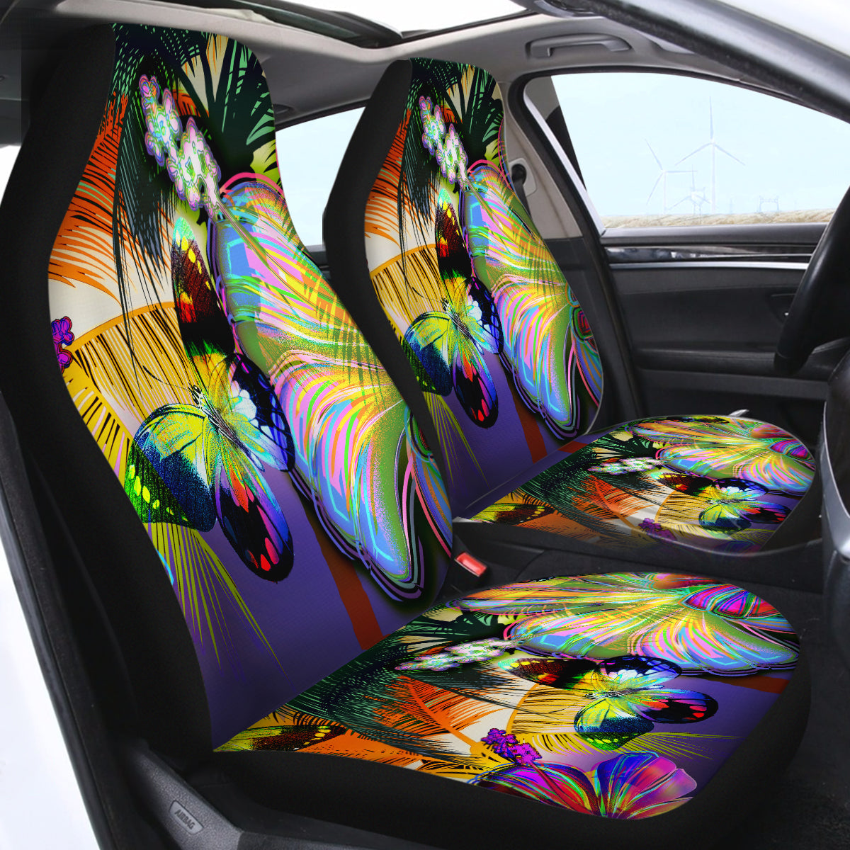 Premium Hibiscus & Butterfly Car Seat Cover - Waterproof & Non-Slip Protection for Baby & Pet - Perfect for Cars, SUVs, and Travel Accessories