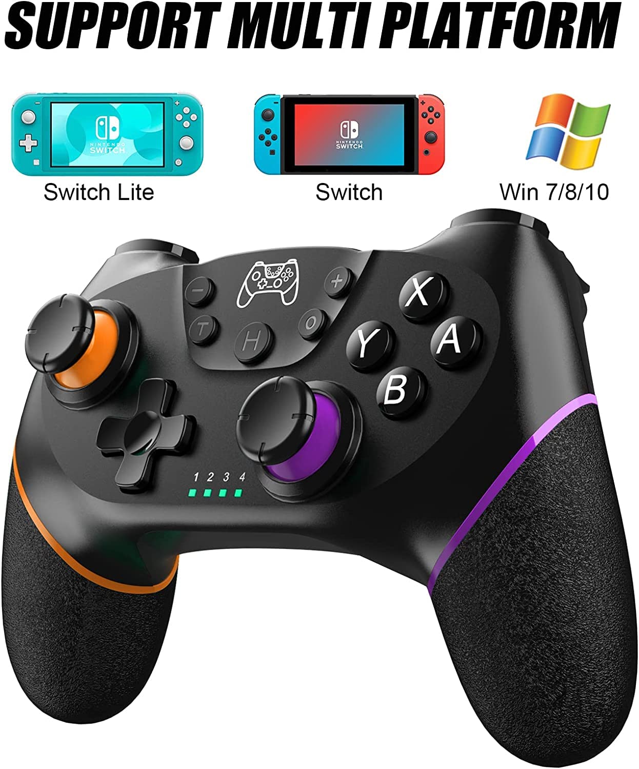 Wireless Switch Pro Controller with Bluetooth, Dual Shock, 6-Axis Gyroscope & Turbo Function - Compatible with Nintendo Switch - Perfect for Gaming, Travel & Multiplayer Fun