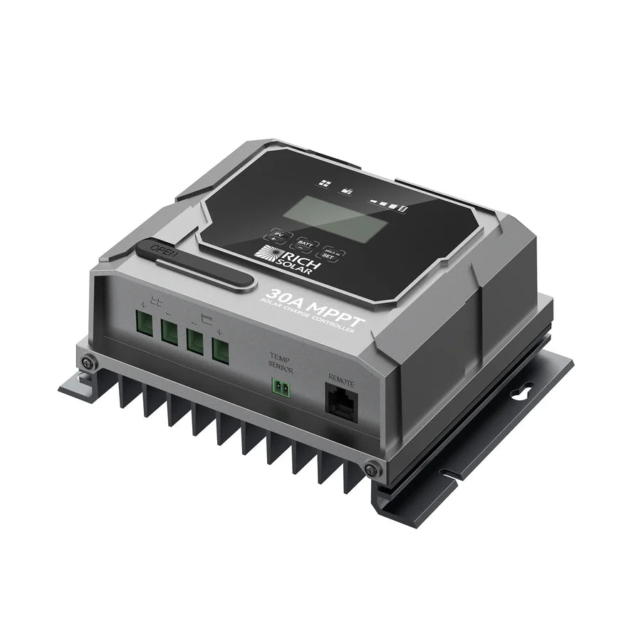 Rich Solar BRAVO 30 30 Amp MPPT Solar Charge Controller - High Efficiency Solar Panel Regulator for RV, Boat, Off-Grid & Home Use