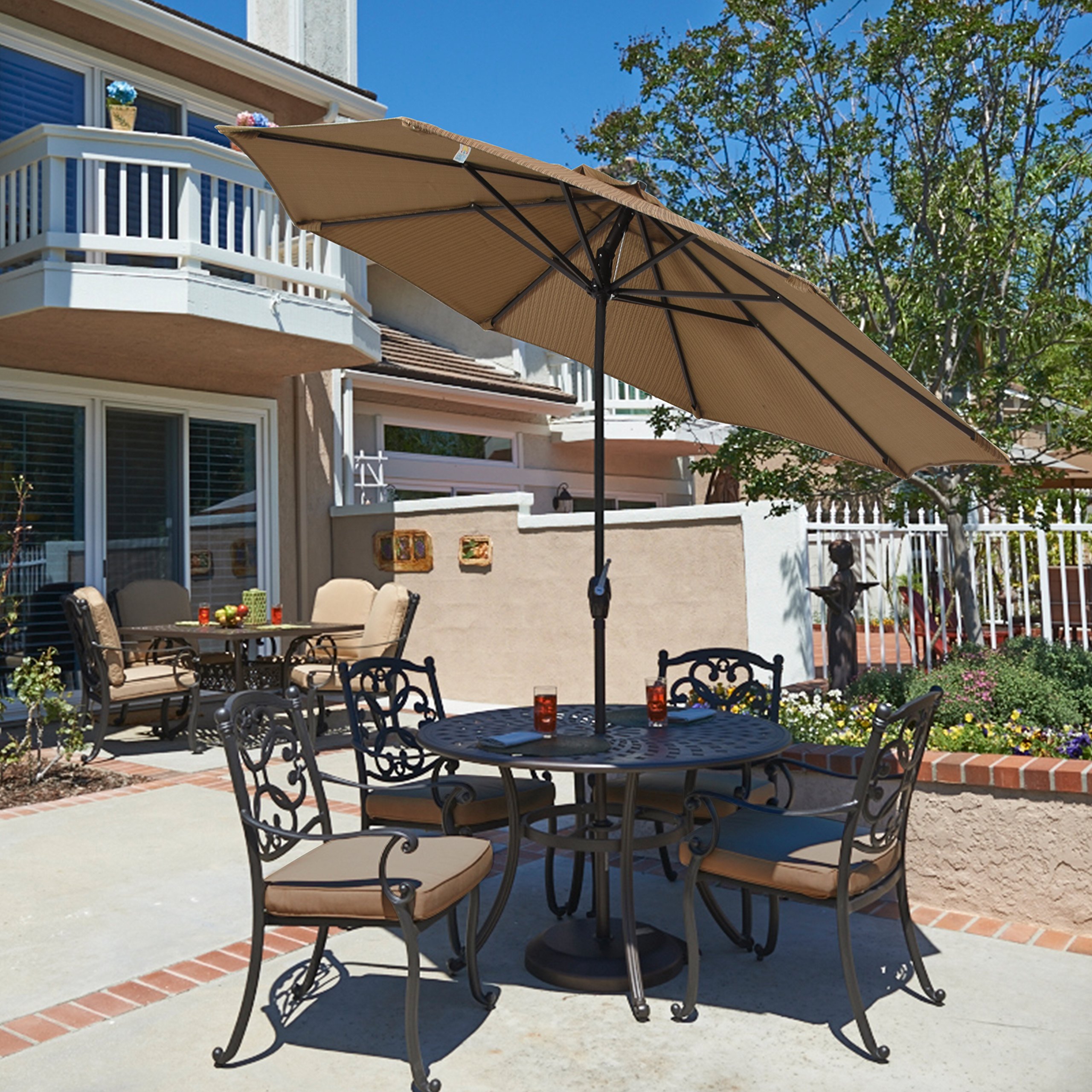 California Umbrella 7.5' Round Patio Umbrella - Crank Lift & Auto Tilt for Outdoor Dining