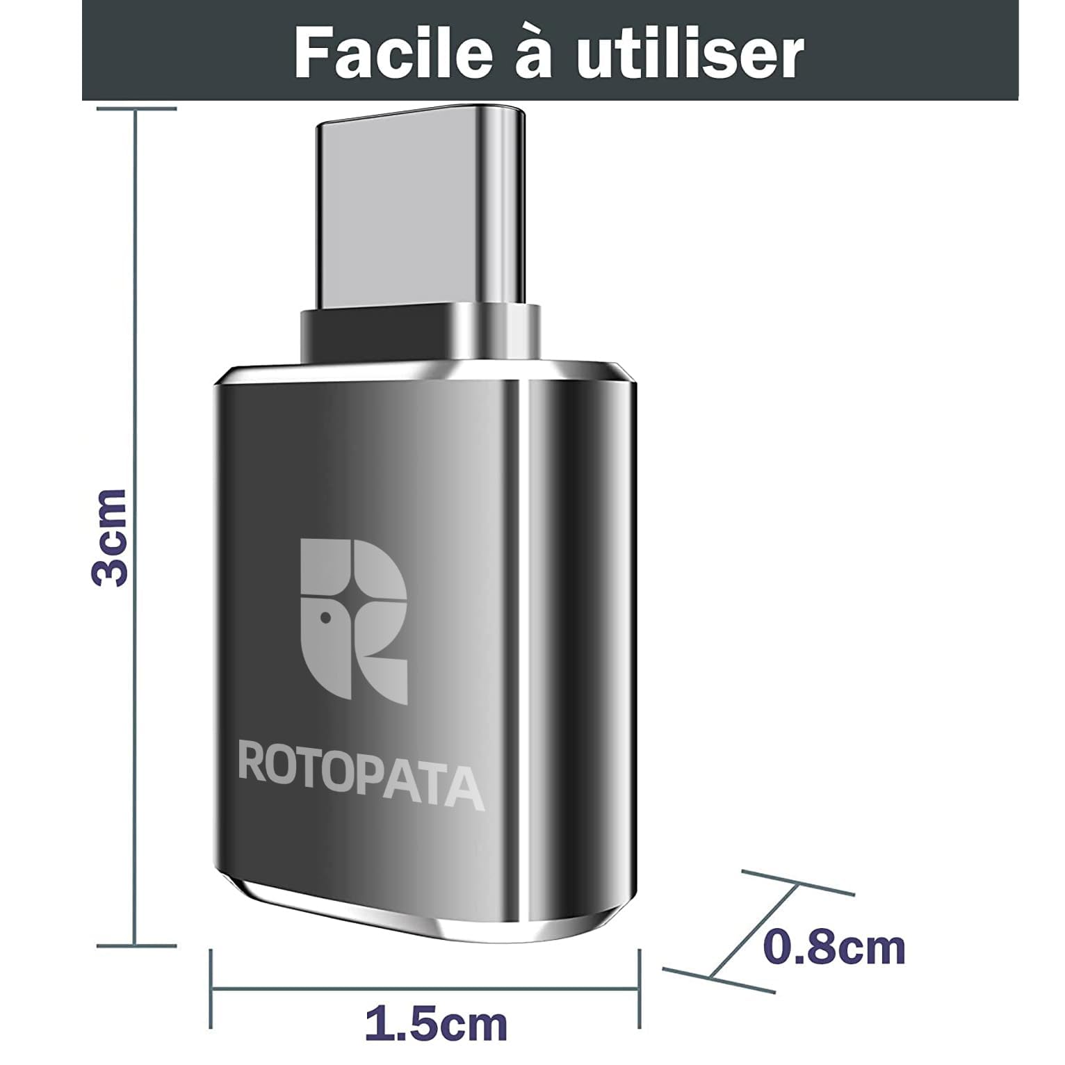 ROTOPATA 2 Pack USB C to USB 3.0 Adapter for MacBook Pro 2021, MacBook Air 2020, Type C Smartphones - Fast Data Transfer & Charging for Laptops, Phones, Tablets