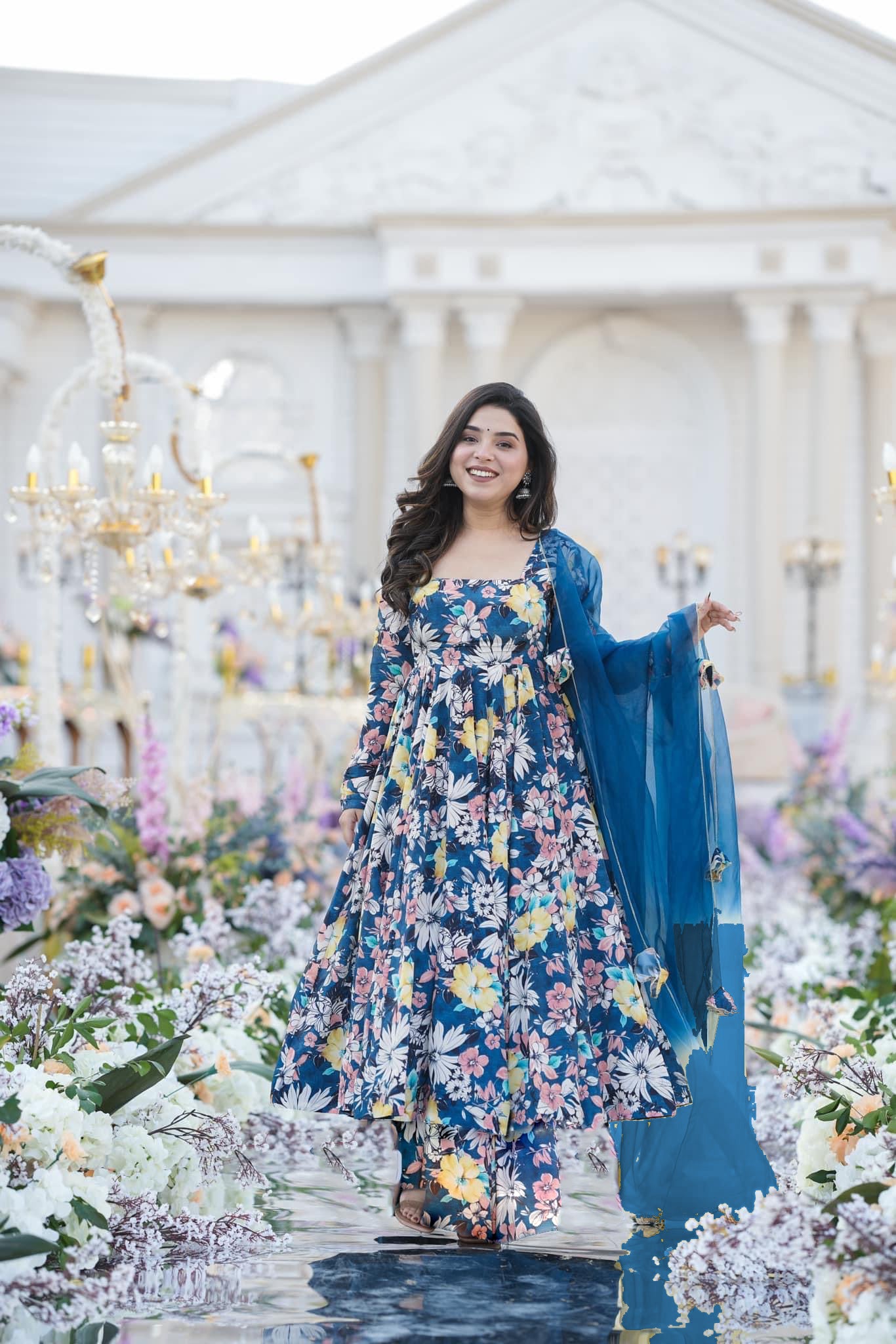 Stylish Blue Digital Printed Palazzo Suit Set - Designer Ready-to-Wear Outfit for Women | Perfect for Parties, Weddings & Festive Occasions