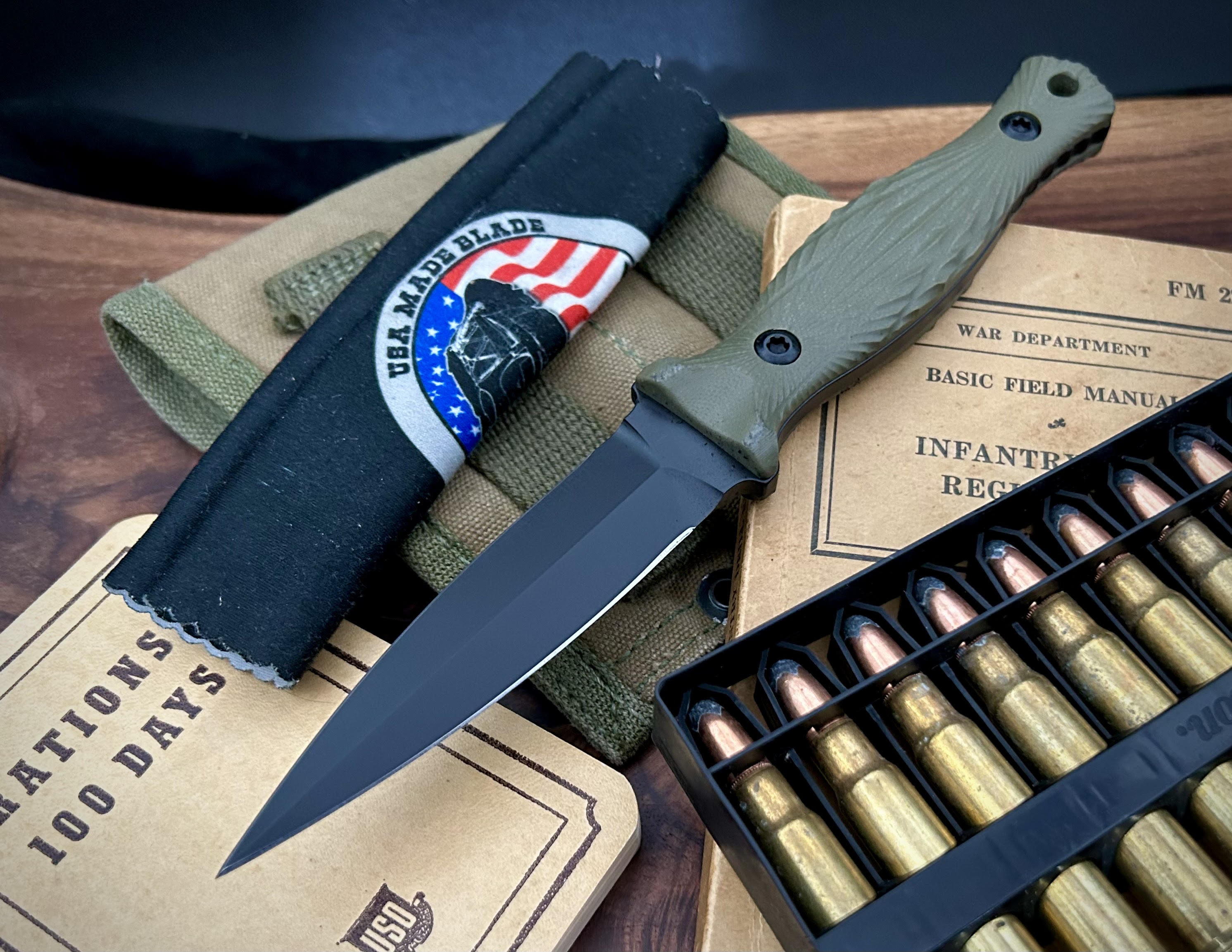 Les George Galvo Folding Knife - Green Tephra G10 Handle, Black Cerakote 3V Blade - EDC, Outdoor, Camping & Survival Tool