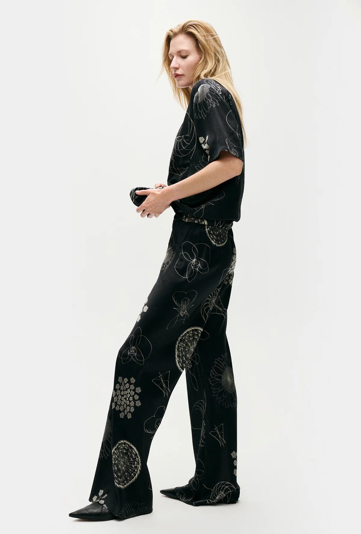 Fibonacci Black Bias Cut Pants for Women - High Waisted Slim Fit Trousers for Office, Party & Casual Wear