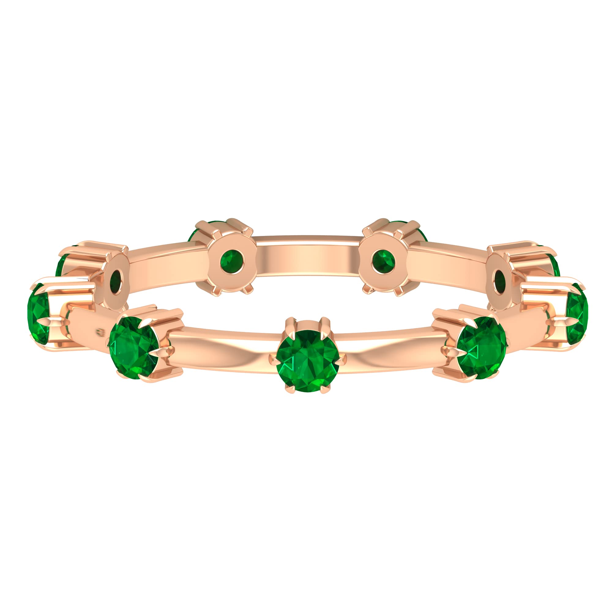 3/4 CT Emerald Band Ring for Women - 14K Solid Gold Minimalist May Birthstone Ring - Elegant Green Emerald Jewelry for Everyday Wear, Anniversary & Special Occasions