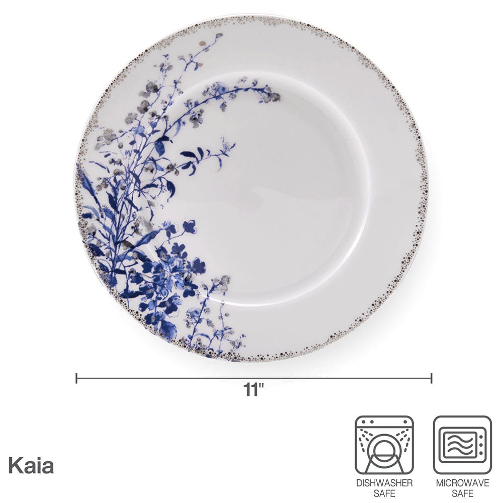 Kaia Platinum 4-Piece Dinner Plate Set - Elegant & Durable Porcelain Plates for Fine Dining, Everyday Meals & Entertaining
