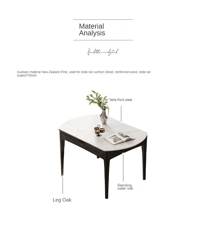 Solid Oak Wood Folding Dining Table - Light Luxury Rock Slab Design for Small Spaces, Apartments & Outdoor Dining | Durable & Stylish Home Furniture