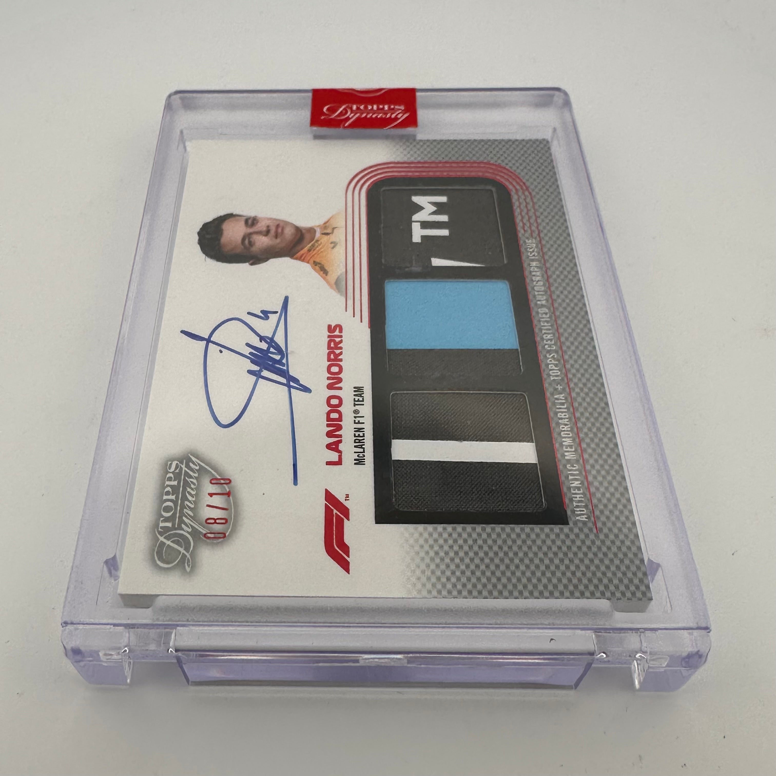 2022 Topps Dynasty Triple Relic Autograph Card - Lando Norris #SDTRA LN (08/10 Silver) - Limited Edition Collectible for F1 Racing Fans & Sports Memorabilia Enthusiasts