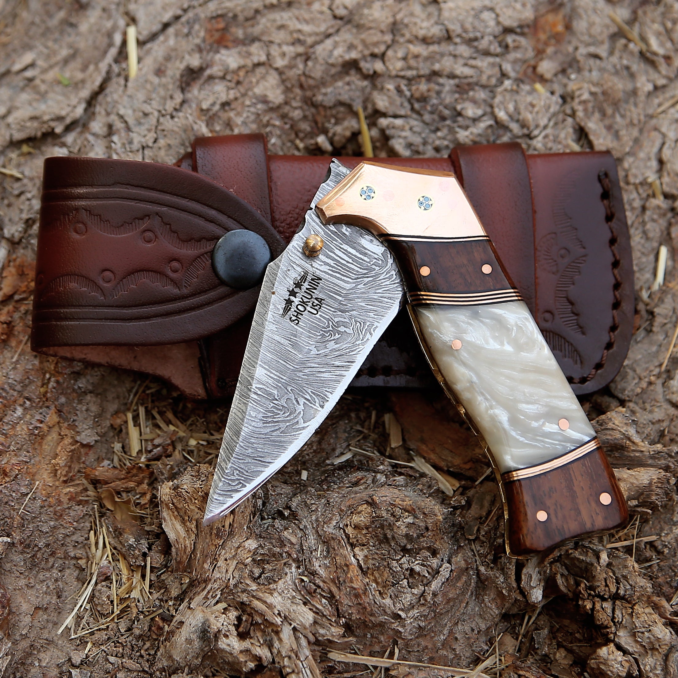 Premium Mystic Gentleman's Pocket Knife - Genuine Mother of Pearl Handle - Elegant EDC Tool for Outdoor Adventures, Camping & Everyday Carry