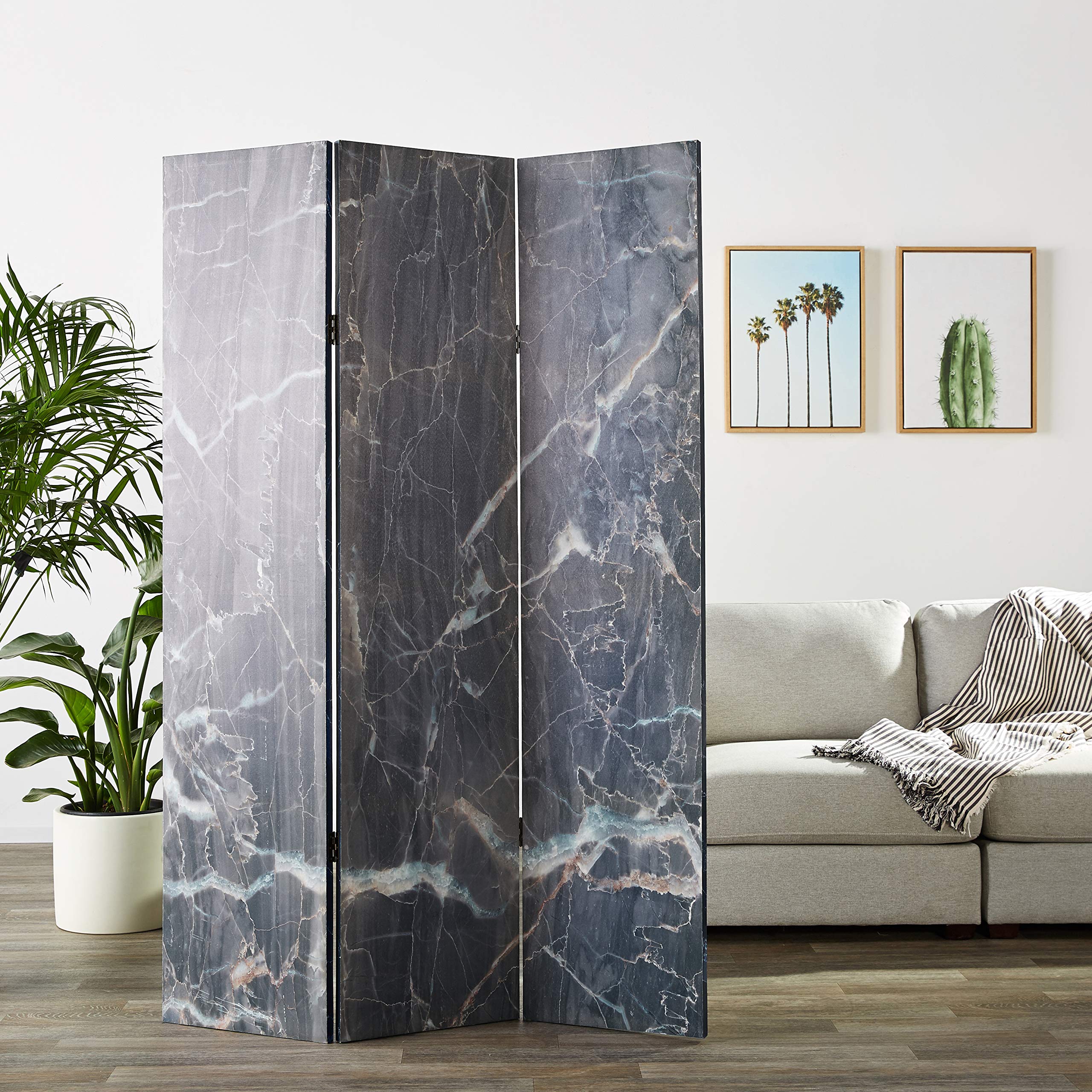 Stylish Black Marble Room Divider Screen - Elegant Home & Office Partition for Privacy, Space Division - Perfect for Living Rooms, Bedrooms, and Workspaces
