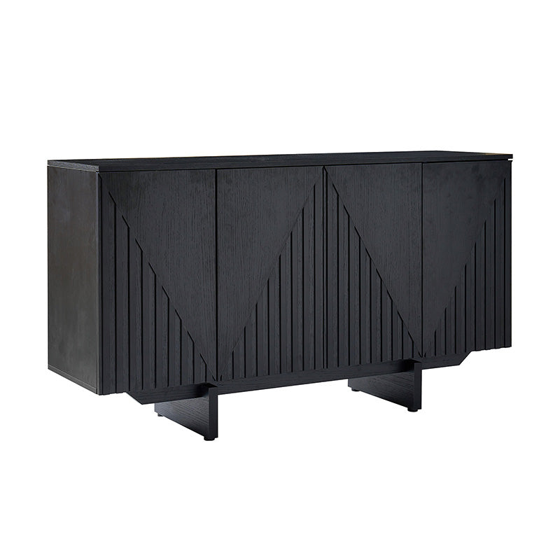 Stylish Wooden Buffet Sideboard with Deep Embossed Texture - Perfect for Dining Room Storage, Kitchen Organization & Living Room Decor
