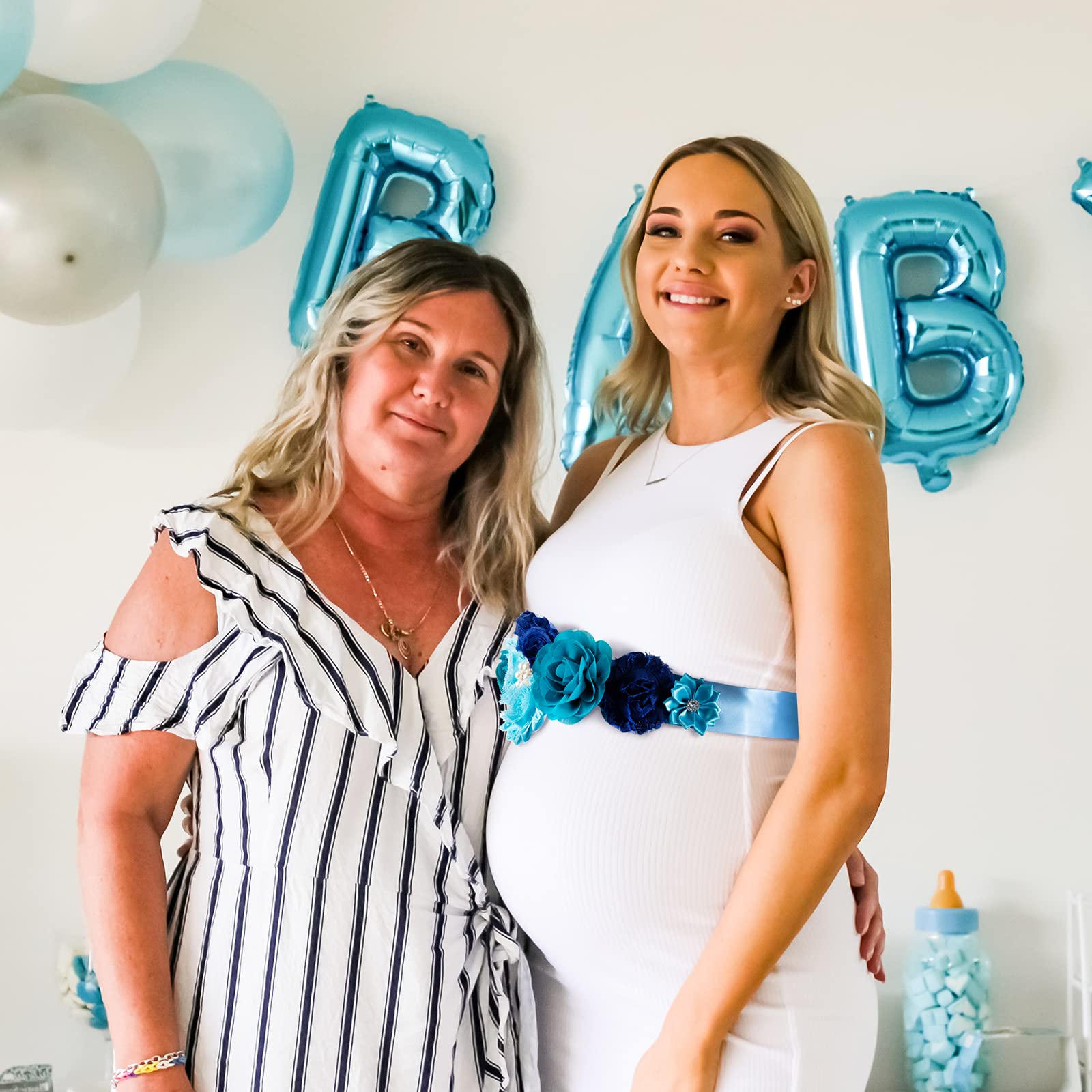 Baby Shower Sash for Mom - Royal Blue Gender Reveal Keepsake