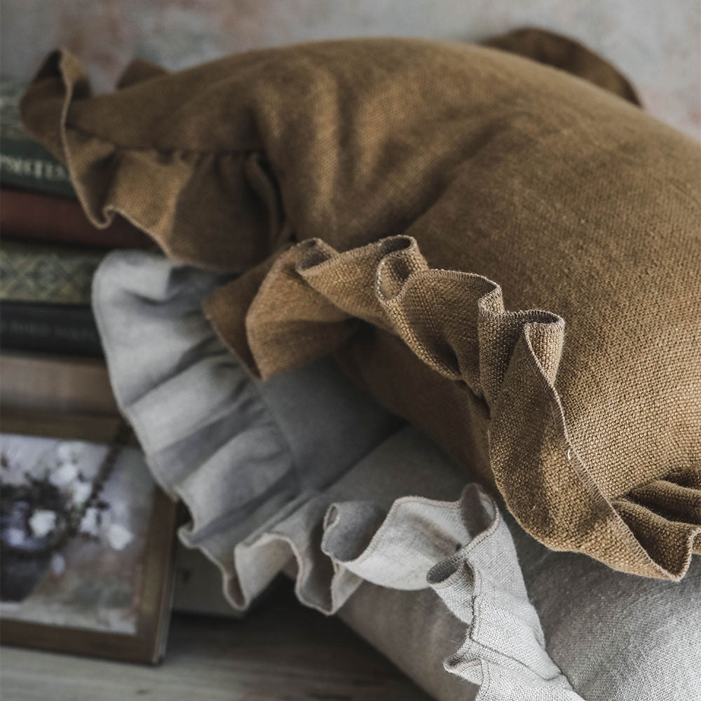 Premium Heavyweight Linen Pillow Cover - Mustard Yellow - Breathable & Durable Home Decor for Living Room, Bedroom, or Sofa
