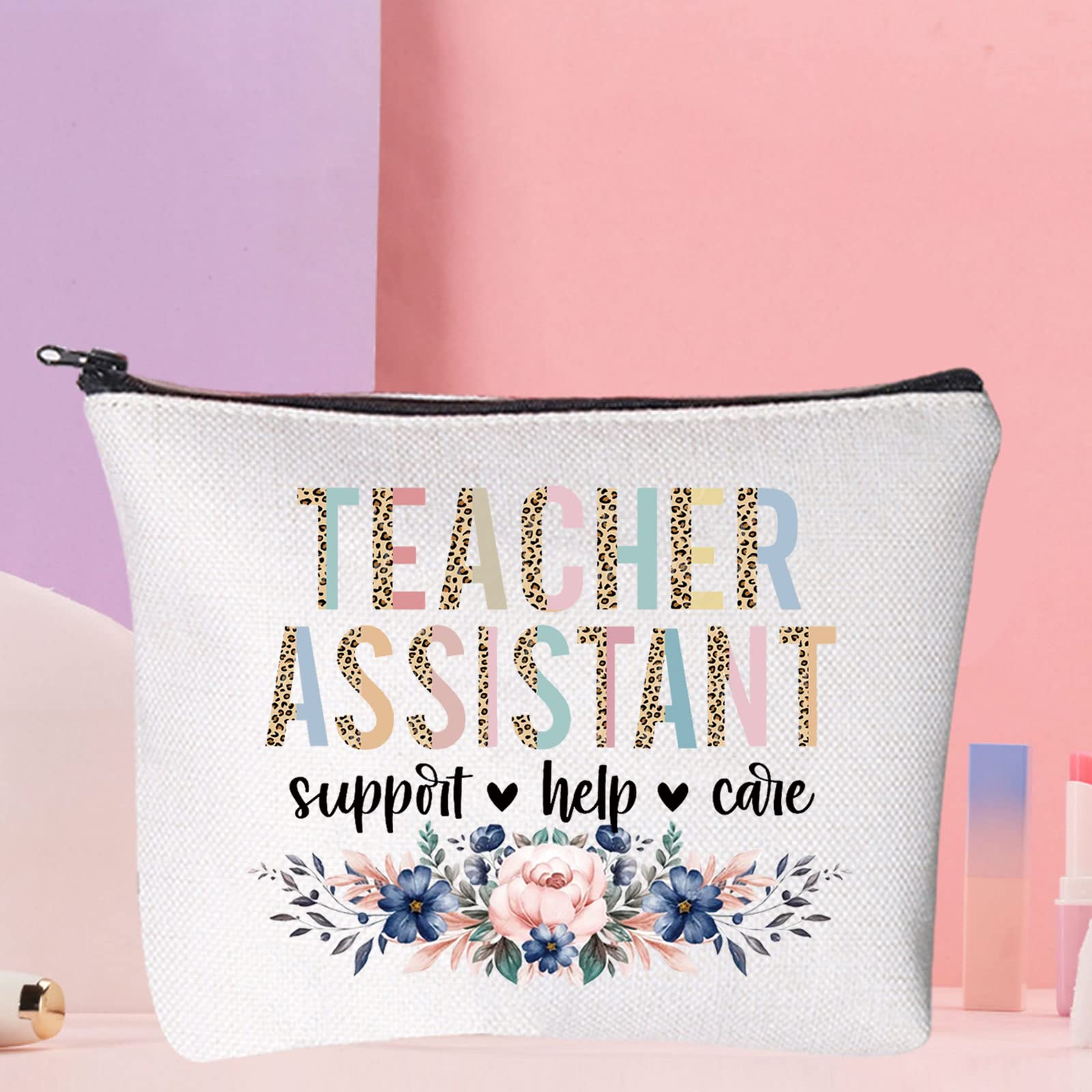 Floral Makeup Bag for Teachers - Appreciation Gift & Teaching Assistant Support - Perfect for School & Travel