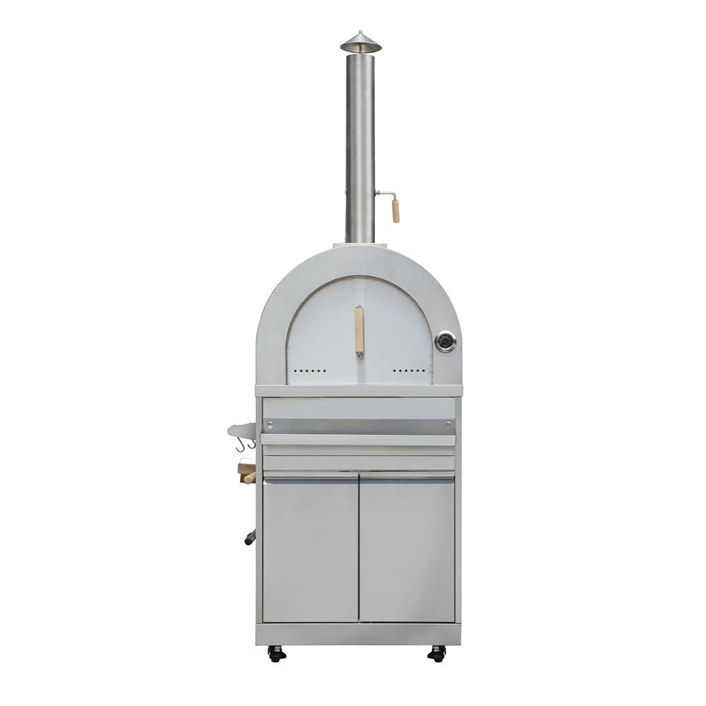 Stainless Steel CUSTOM SINDA 4-Piece Modular Outdoor Kitchen Set with Pizza Oven, 4-Burner BBQ Grill, Grill Cabinet & 32-Inch Side Burner - Perfect for Backyard Entertaining, Patio Cooking & Outdoor Dining