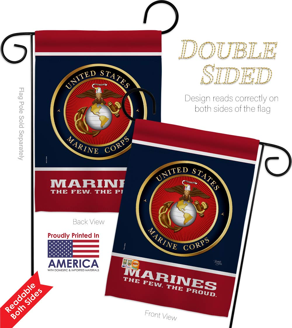USMC Semper Fi Garden Flag Kit - Double-Sided 28x40 Inch Military House Banner - Proud Marine Corps Veteran Yard Decoration - Made in USA - Perfect for Armed Forces Day, Memorial Day & Patriotic Home Displays