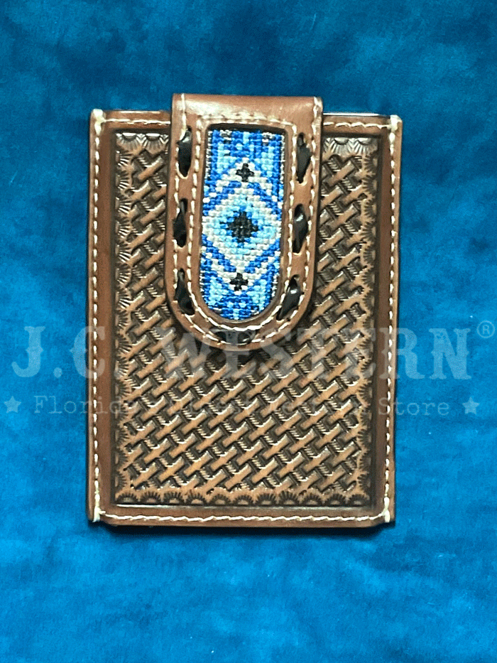 Premium 3D Mens Smart Wallet with Blue Diamond Inlay - RFID Blocking Leather Bifold Wallet for Men (Brown) - Perfect for Travel, Business & Everyday Use
