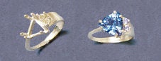 Solid Sterling Silver or 14kt Gold 9-10mm Trillion Cut Accent Pre-Notched Blank Ring Size 7 (Setting 163 477/143 477) - Perfect for Jewelry Making, Engagement Rings & Custom Wedding Bands