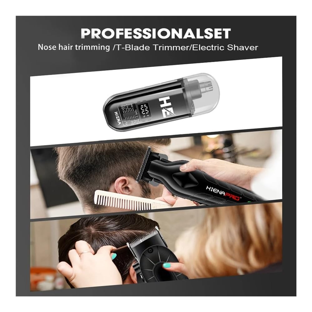 Professional Rechargeable Hair Clipper Set - HIENA Razors with USB Charging, Cordless Hair Trimmer for Men & Women, Portable Home Barber Kit for Fast Smooth Trimming Without Pulling (Black 3-Piece Set) - Perfect for Home Haircuts, Beard Grooming & Travel Use