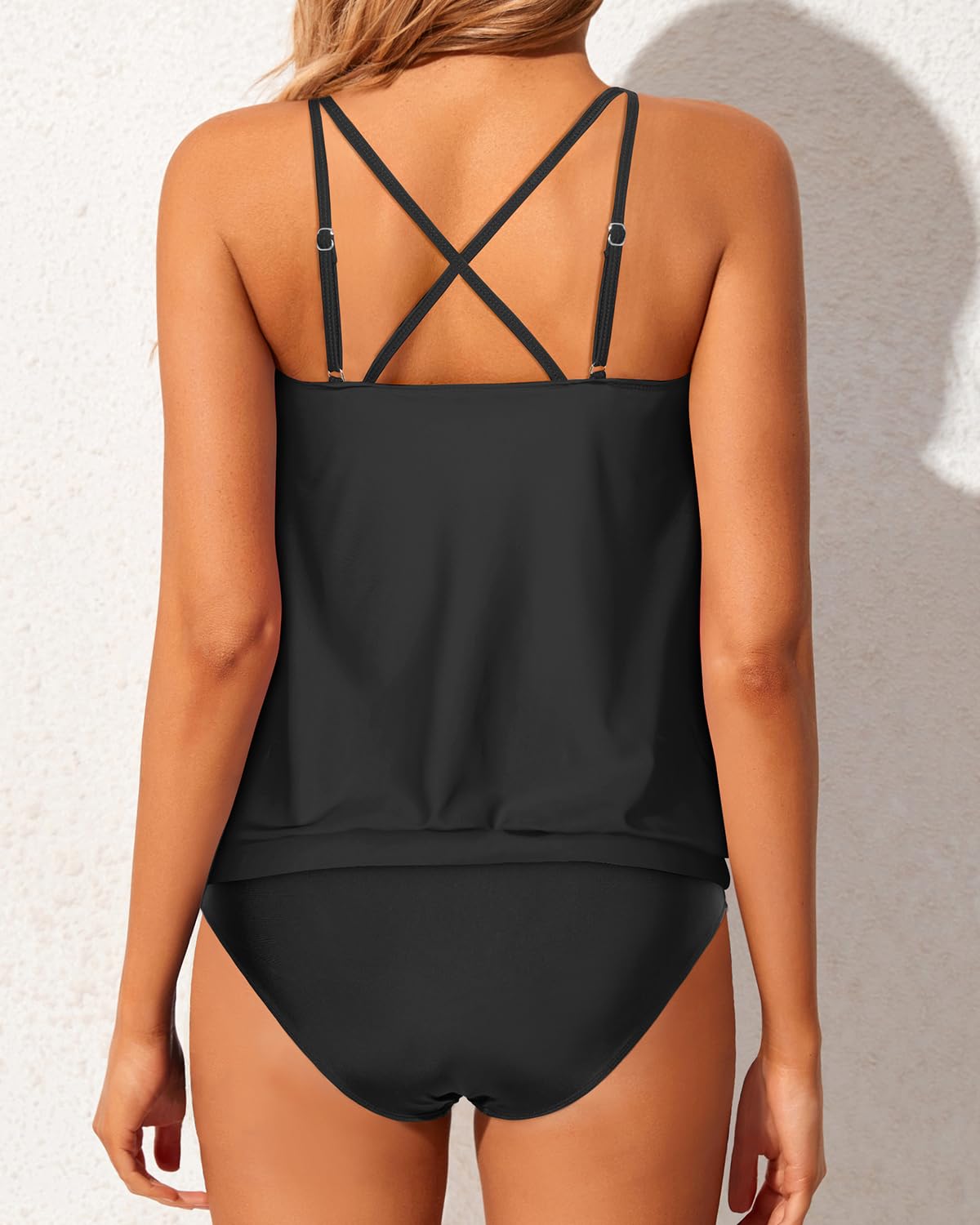 Yonique Women's 2-Piece Blouson Tankini Swimsuits - Tummy Control Athletic Bathing Suits for Swimming, Beach & Pool Workouts