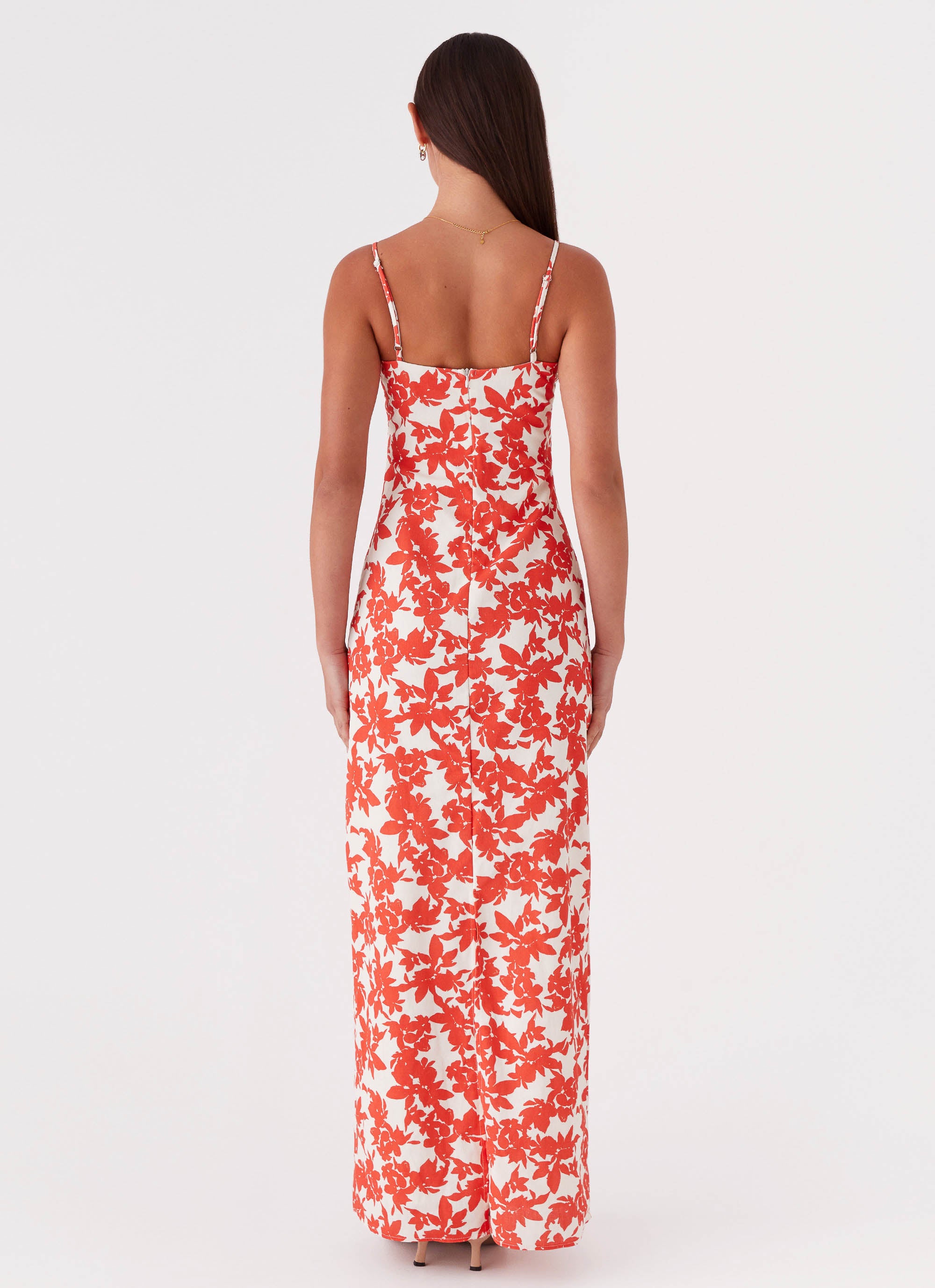 Forbidden Floral Bustier Maxi Dress - Elegant Red Floral Print Long Dress for Women | Perfect for Weddings, Parties & Evening Events