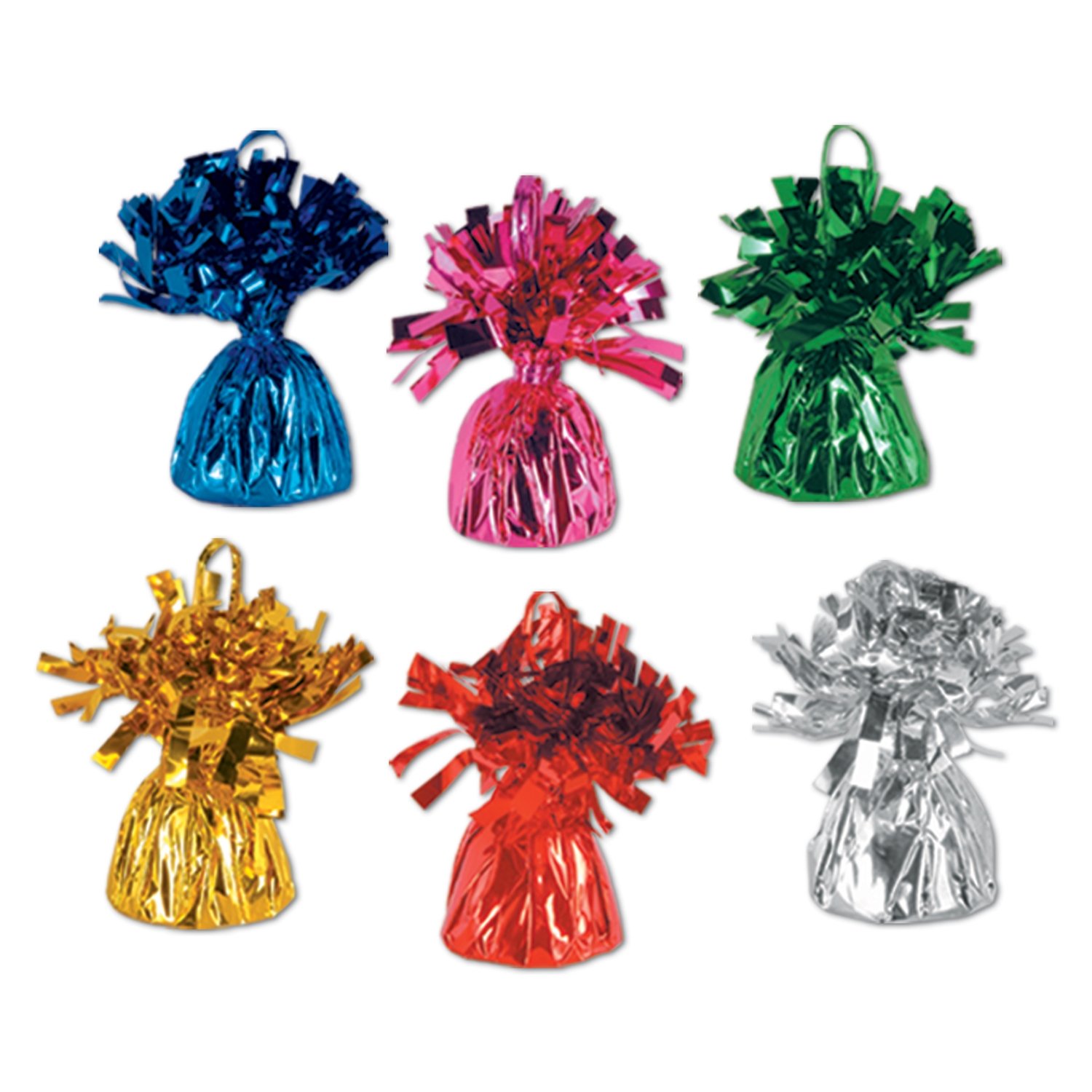 Beistle 50804-ASST Metallic Wrapped Balloon Weights - 12 Pack for Party Decorations, Birthday Celebrations, and Special Events