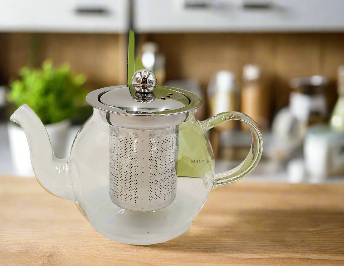 3.75 Glass Tea Pot - Premium Borosilicate Glass Teapot with Stainless Steel Infuser - Perfect for Loose Leaf Tea, Herbal Tea & Iced Tea Brewing - Ideal for Home, Office & Gift Giving