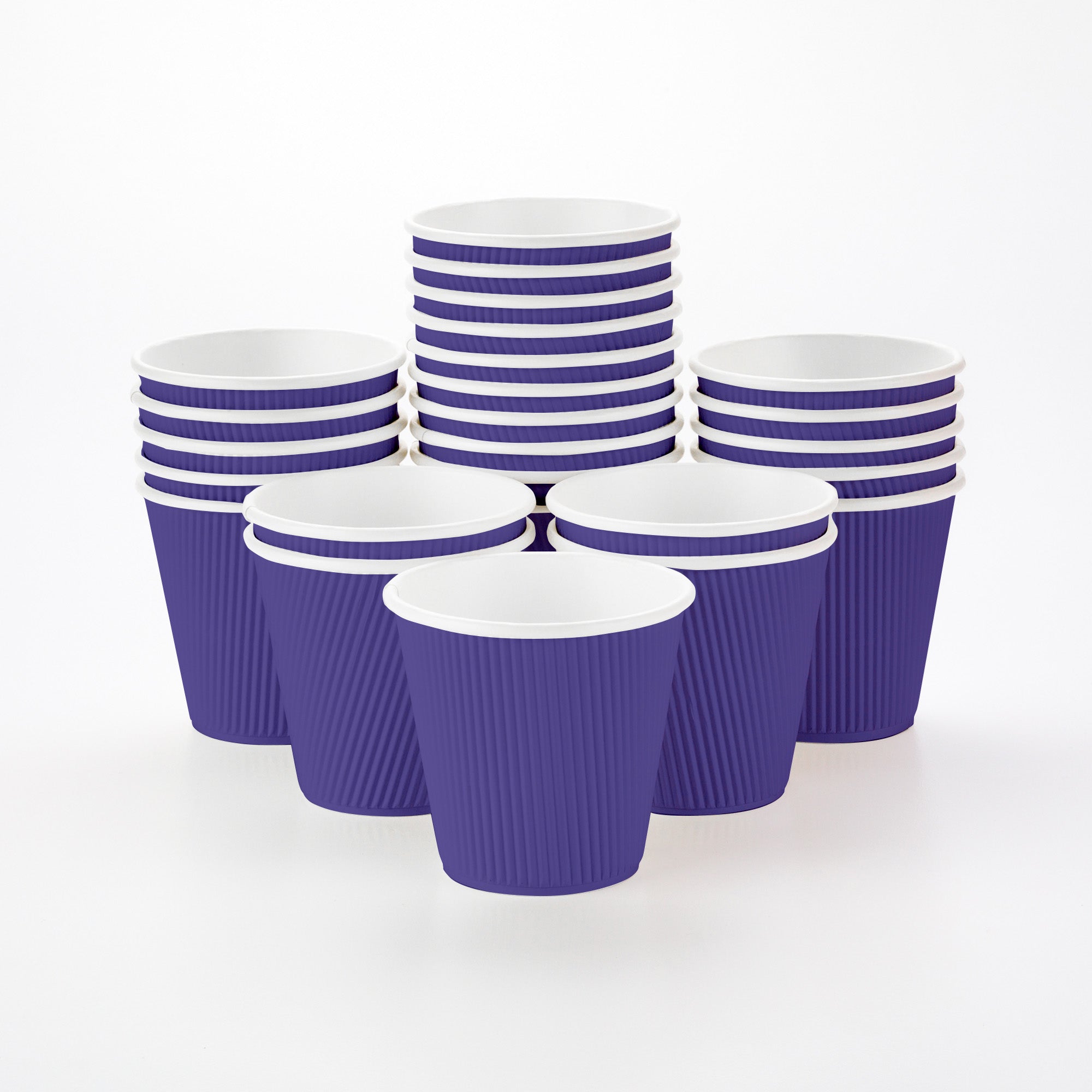 8 oz Royal Purple Paper Coffee Cups with Ripple Wall - 3.5