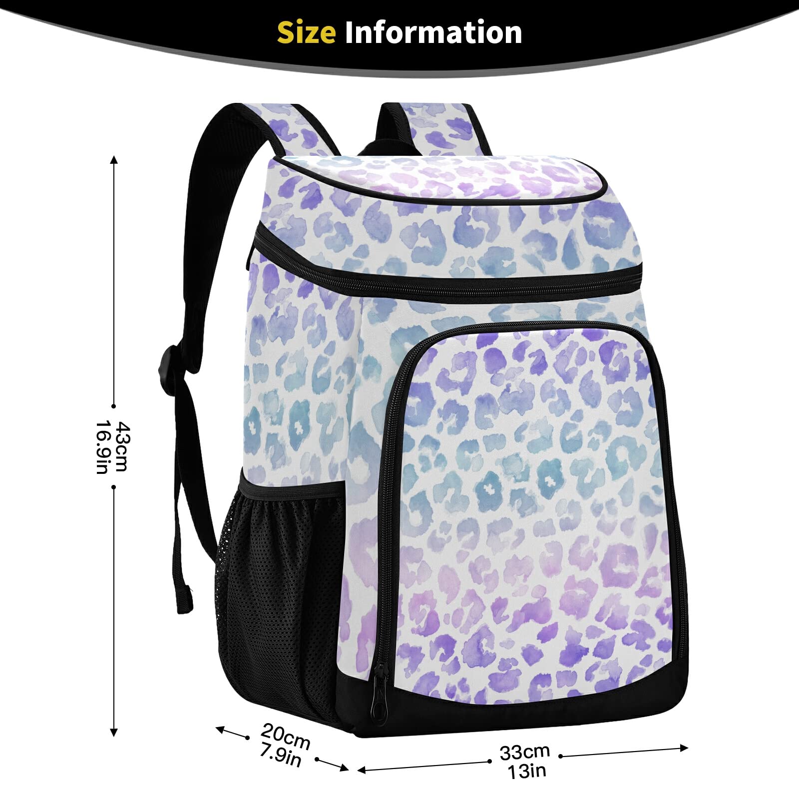 Leopard Tie Dye Insulated Cooler Backpack for Men & Women - Heavy Duty Lunch Box for Work, Hiking, Camping, Picnic, Beach & Outdoor Adventures