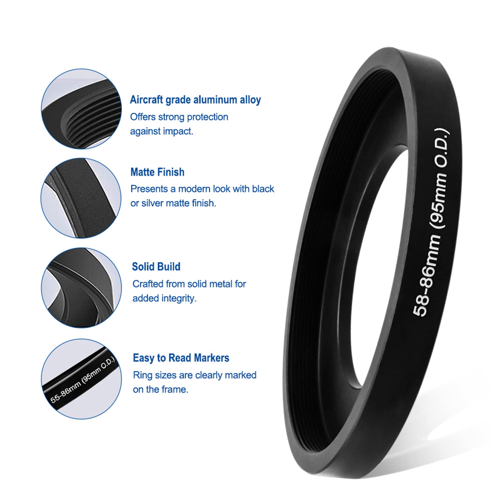 95mm Matte Box Lens Adapter Rings - Step Up Ring for Professional 95mm OD Matte Box - Perfect for DSLR, Mirrorless & Cinema Camera Rig Setups