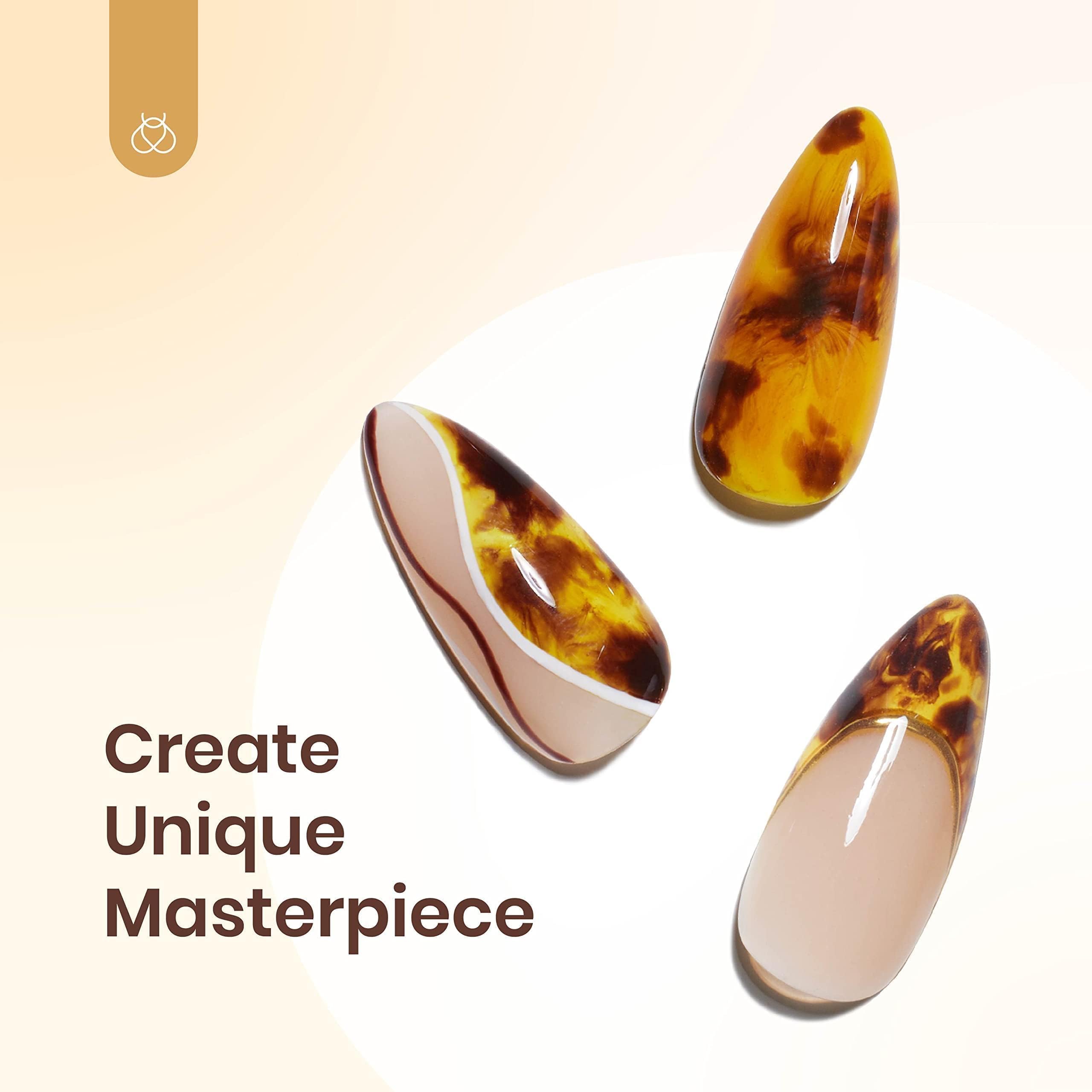 Beetles 5 Colors Gel Nail Polish Set with Blooming Gel - Amber Attraction & White Wine Shades - Soak Off UV/LED Gel Polish Kit for Women - Perfect for Nail Art, Salon & Home Manicures