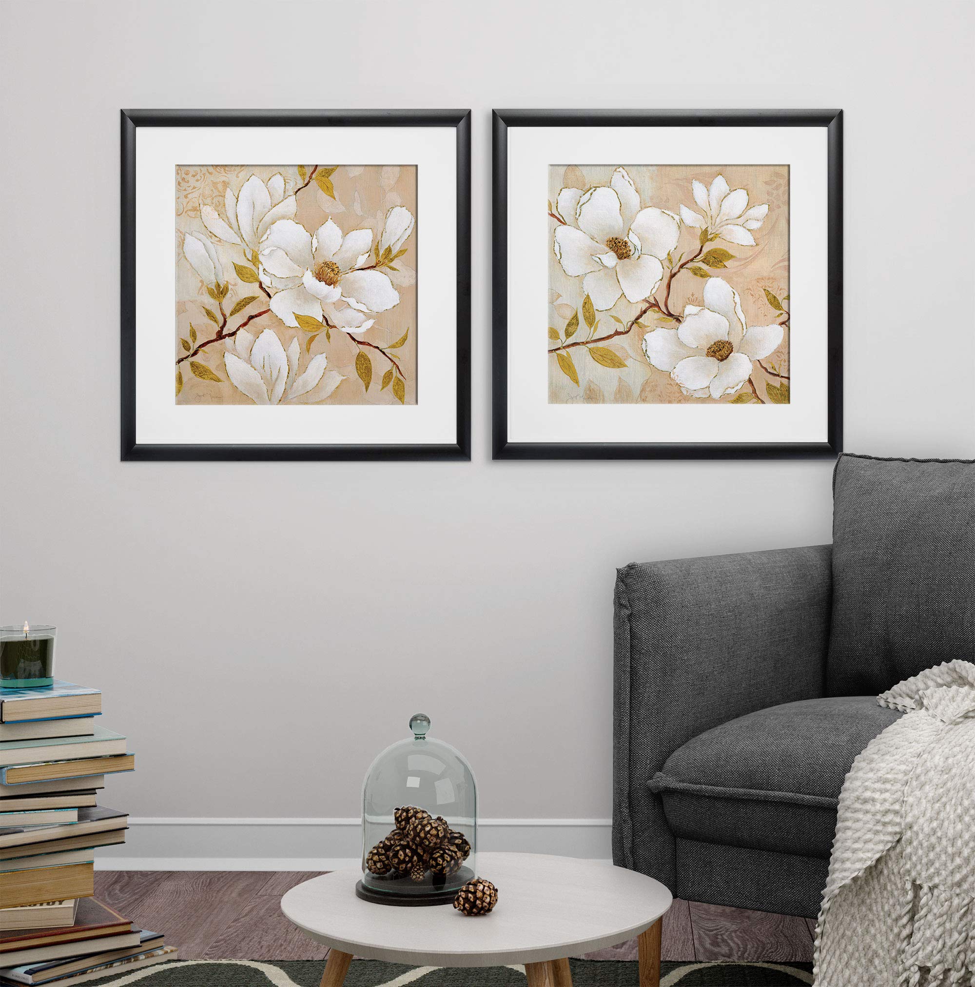 Wexford Home Golden Dogwood 2-Piece Set – Elegant Floral Print Sofa & Loveseat for Living Room Decor