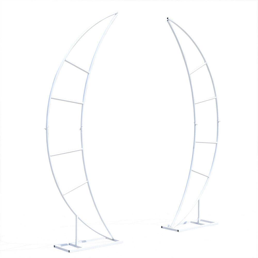 2-Pack 2M Tall White Moon Wedding Arch Stand - Iron Crescent Moon Floral Backdrop for Garden, Ceremony & Photo Shoots | Elegant Wedding Decor & Event Prop