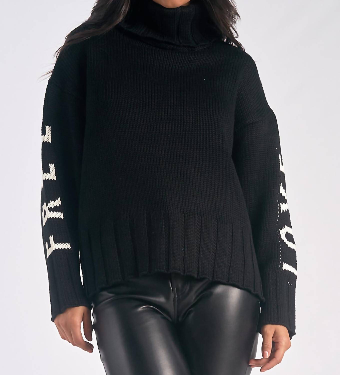 Free Love Chunky Turtleneck Sweater for Women - Black Winter Knit Pullover | Cozy Casual Wear for Office, Date Night & Holiday Outfits