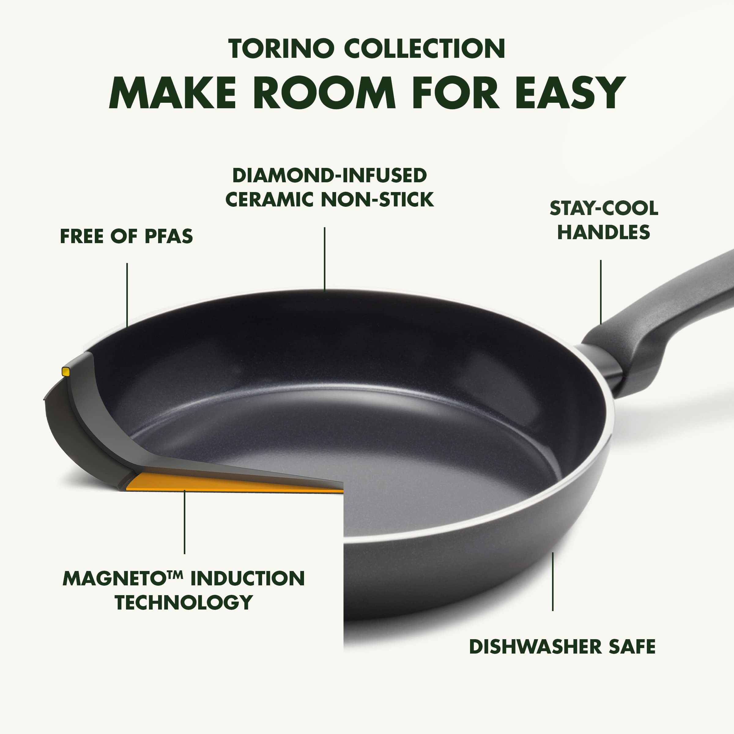 GreenPan Torino 32 cm Nonstick Ceramic Crepe and Pancake Pan - PFAS-Free, Induction Compatible, Oven Safe up to 160°C, Dishwasher Safe, Black - Perfect for Breakfast, Brunch & Family Cooking