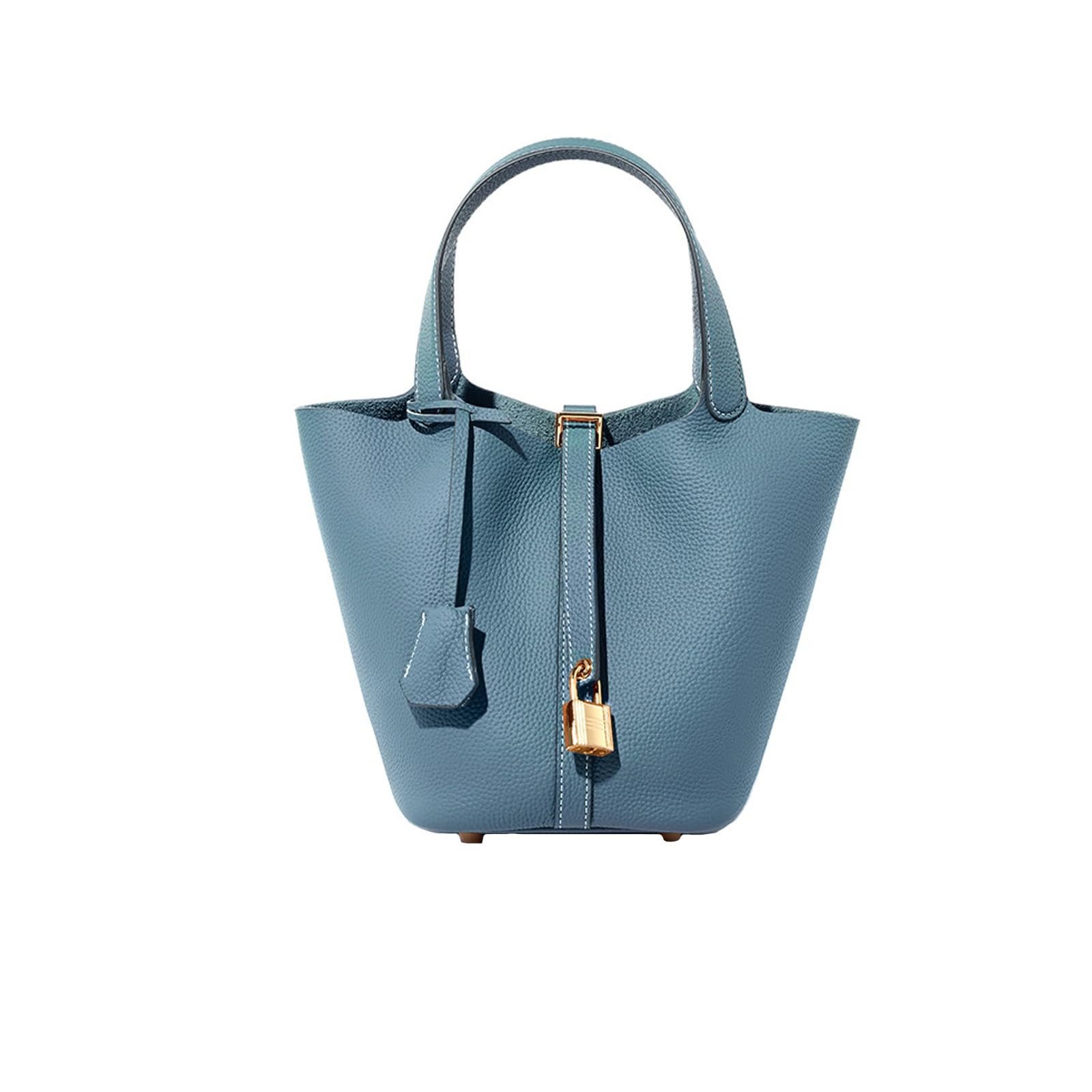 Genuine Leather Bucket Bag for Women - Stylish Handbag with Inner Pocket & Lock - Perfect for Shopping, Travel, Work & School - Durable Tote Purse for Everyday Use