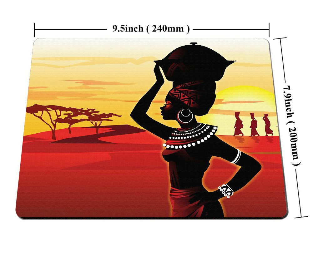 Non-Slip Gaming Mouse Pad with African Woman Design - Red & Yellow Custom Mouse Mat for PC, Laptop, Office & Esports | Perfect for Gamers, Graphic Designers & Office Workers