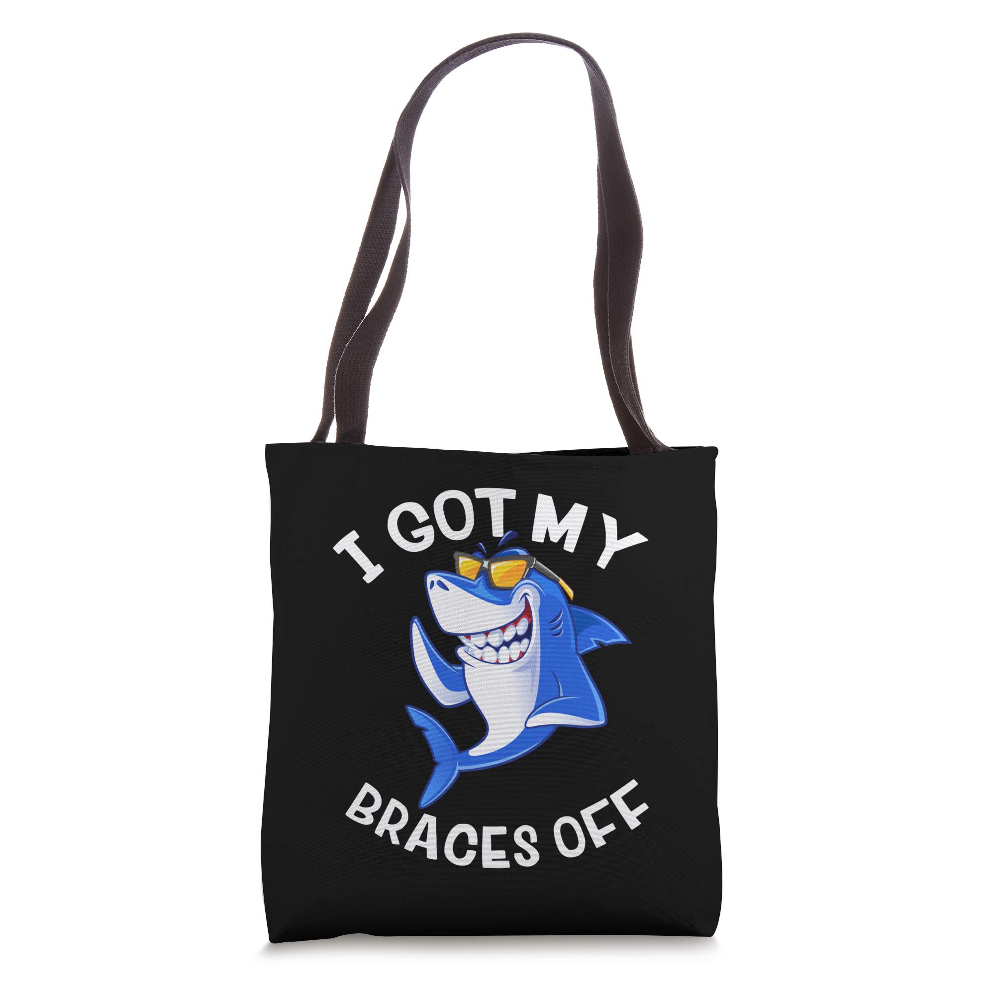 Smiling Shark Dental Braces Teeth Tote Bag - Cute Orthodontic Celebration Gift for Braces Removal - Perfect for School, Work & Shopping