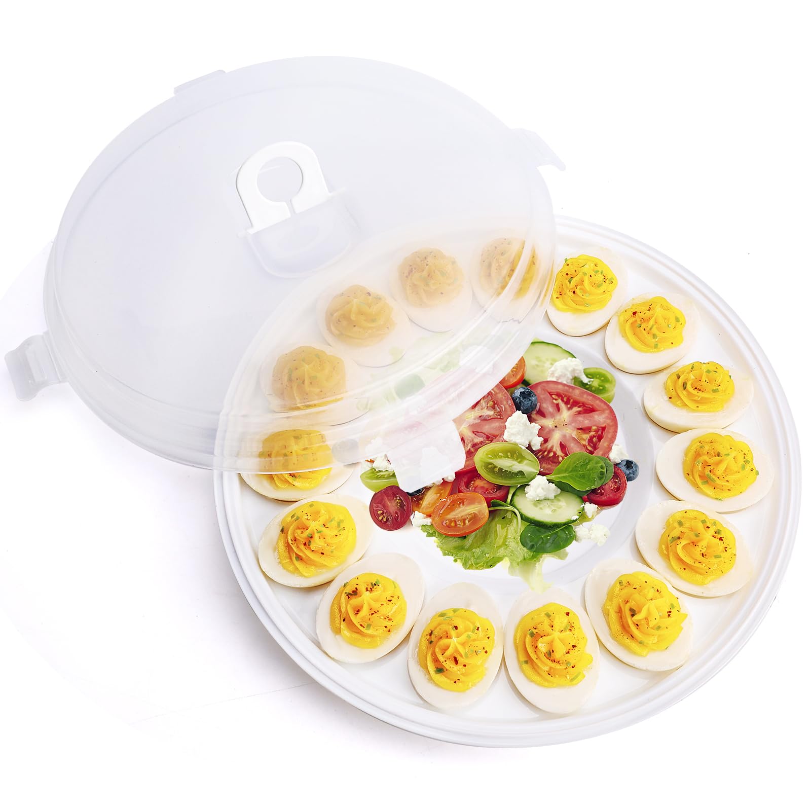 HANSGO Deviled Egg Platter with Lid - Portable Egg Tray Container for Party, Picnic, Home Kitchen & Refrigerator Storage | Perfect for Easter, Thanksgiving & Holiday Gatherings
