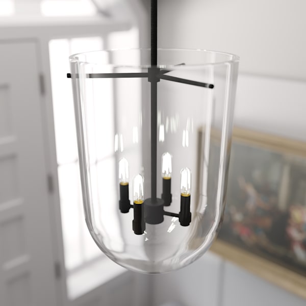 Hunter Sacha 4-Light Pendant Chandelier in Natural Iron Finish - Modern Farmhouse Lighting for Dining Room, Kitchen Island & Entryway