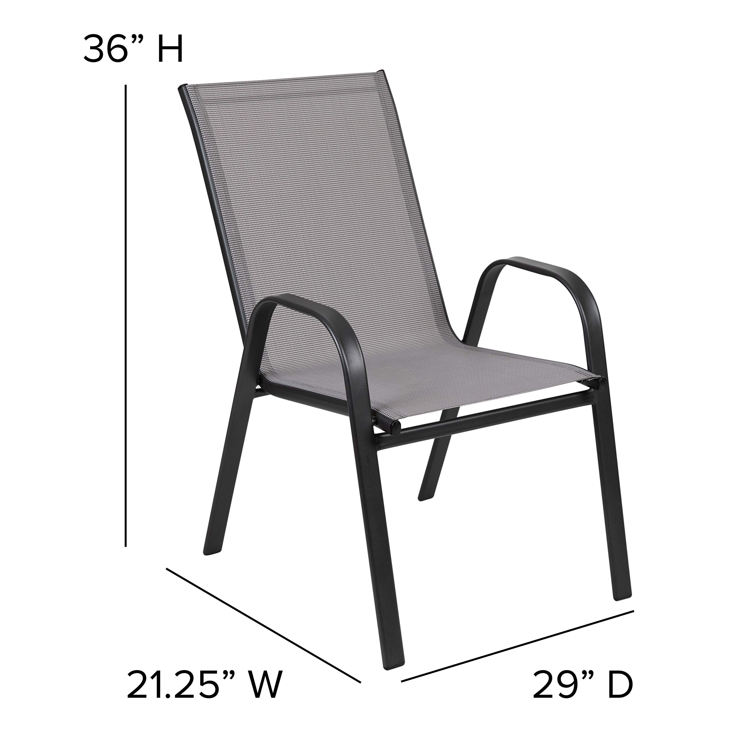 7-Piece Outdoor Patio Dining Set with 6 Gray Flex Comfort Stackable Chairs & 55