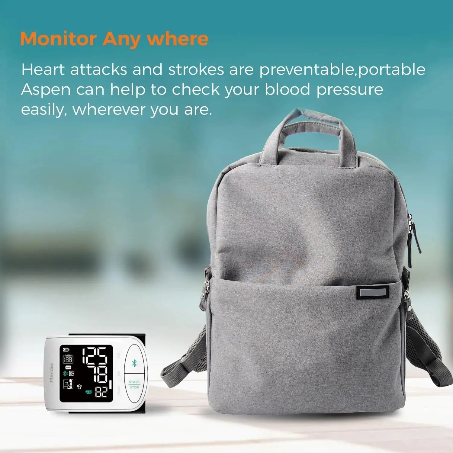 Meraw Aspen Bluetooth Wrist Blood Pressure Monitor - Accurate Wireless BP Monitor for Home Use, Fitness Tracking & Health Management