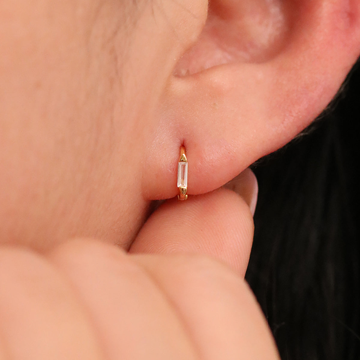 Square Cubic Huggie Earrings - Minimalist Gold Hoop Earrings for Women, Small Geometric Stud Earrings for Everyday Wear, Perfect for Work, Date Night & Gifting